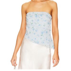 Daisy Asymmetrical Top in Blue Floral